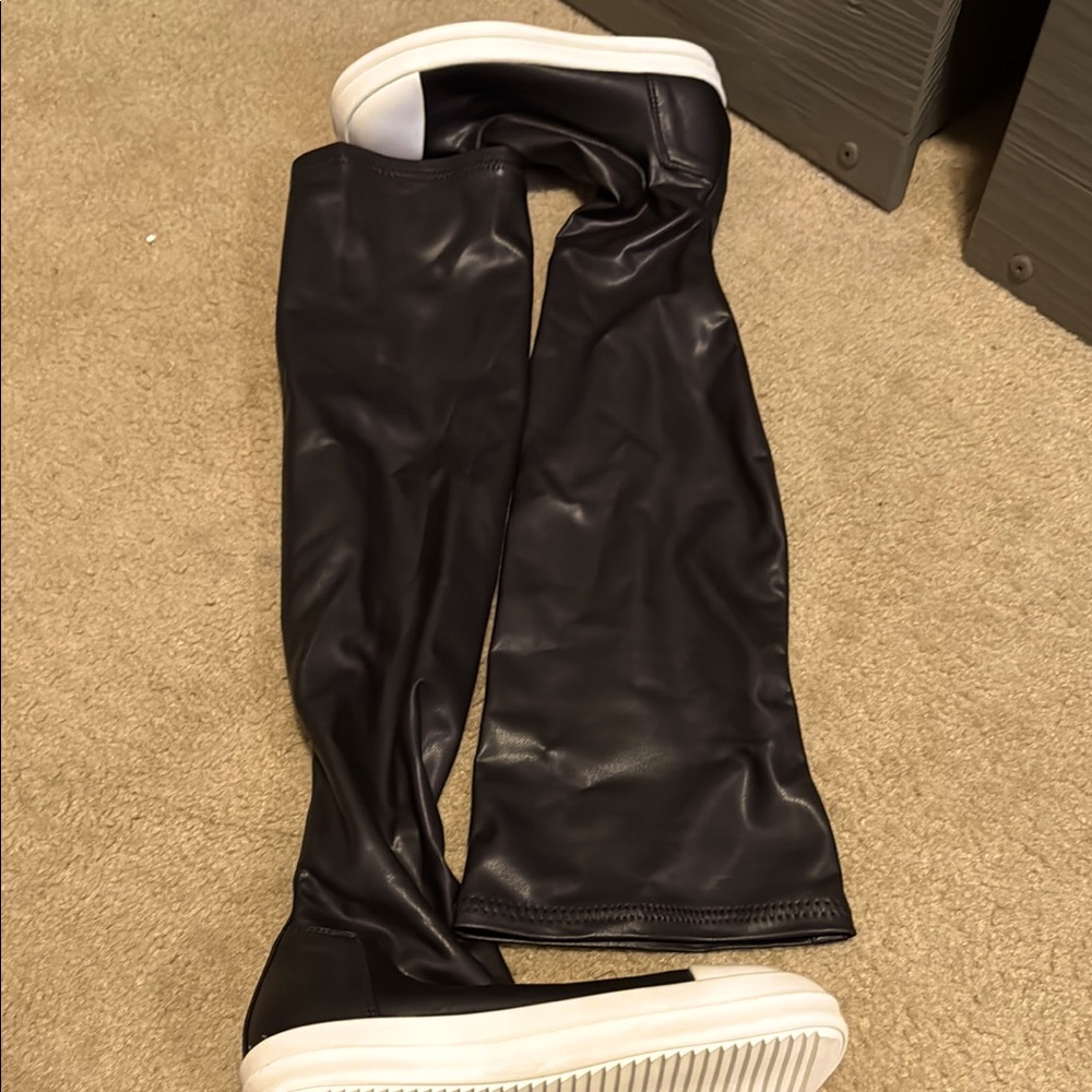 Rick Owens Black and White Platform Boots